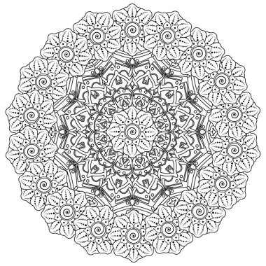 Mehndi 'nin kına, mehndi, dövme, dekorasyon çiçeği. Etnik doğu tarzında dekoratif bir süs. boyama kitabı sayfası.