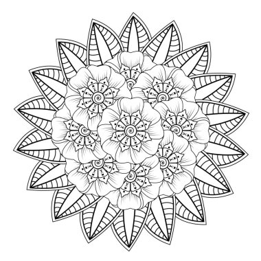 Mehndi 'nin kına, mehndi, dövme, dekorasyon çiçeği. Etnik doğu tarzında dekoratif bir süs. boyama kitabı sayfası.