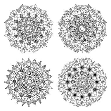 Mehndi çiçeği seti. Etnik doğu tarzında dekoratif bir süs. boyama kitabı sayfası. Amblem lüks güzellik merkezi, kozmetik, mücevher, otel, restoran. Düğün zarif taslak çerçevesi. Klasik premium tasarım vektör ögesi.