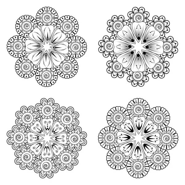 Mehndi Blume Vorhanden Dekorative Ornamente Ethnischen Orientalischen Stil Malbuchseite Emblem — Stockvektor