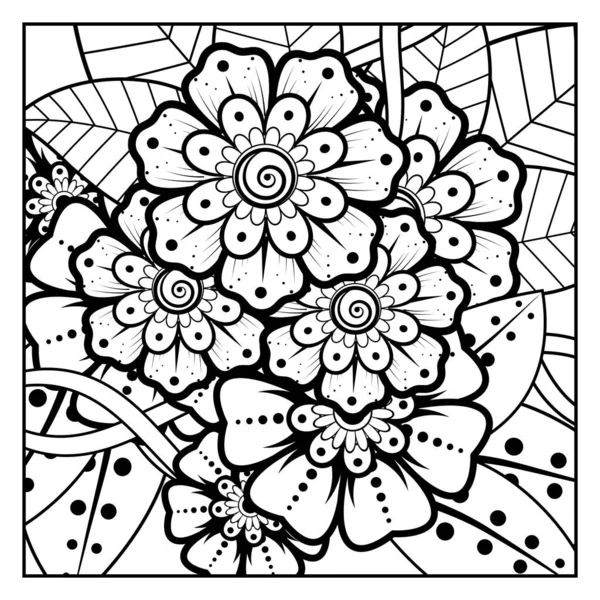 Set Flor Mehndi Para Henna Mehndi Tatuaje Decoración Ornamento Decorativo — Vector de stock