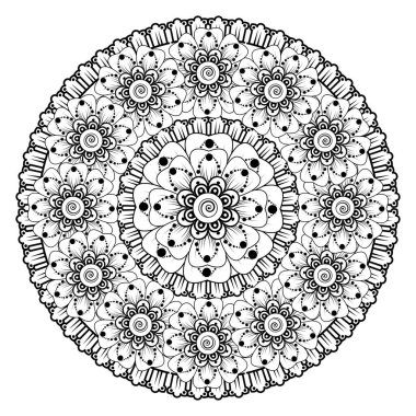 Mehndi 'nin kına, mehndi, dövme, dekorasyon çiçeği. Etnik doğu tarzında dekoratif bir süs. boyama kitabı sayfası.