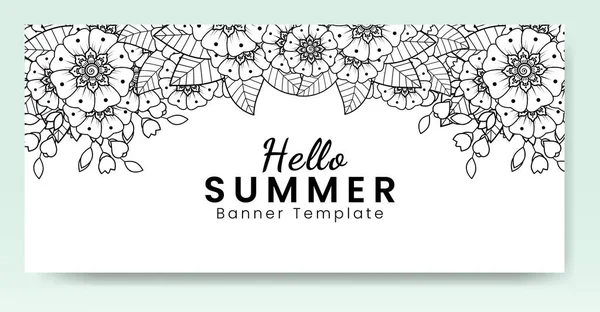 Hallo Sommer Banner Vorlage Mit Mehndi Blume — Stockvektor