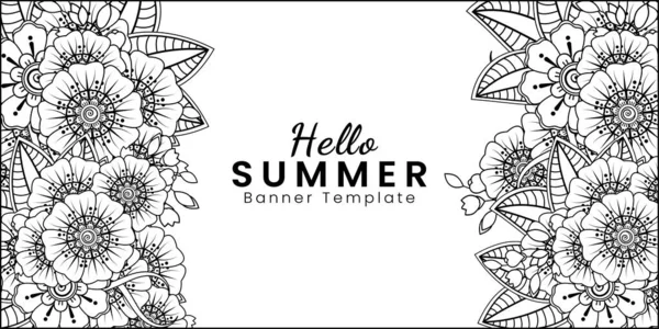 Hallo Sommer Banner Vorlage Mit Mehndi Blume — Stockvektor