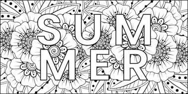 Merhaba, mehndi çiçekli yaz afişi şablonu