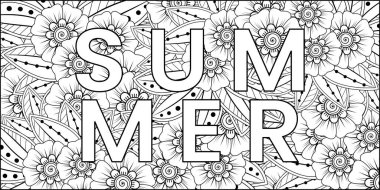 Merhaba, mehndi çiçekli yaz afişi şablonu