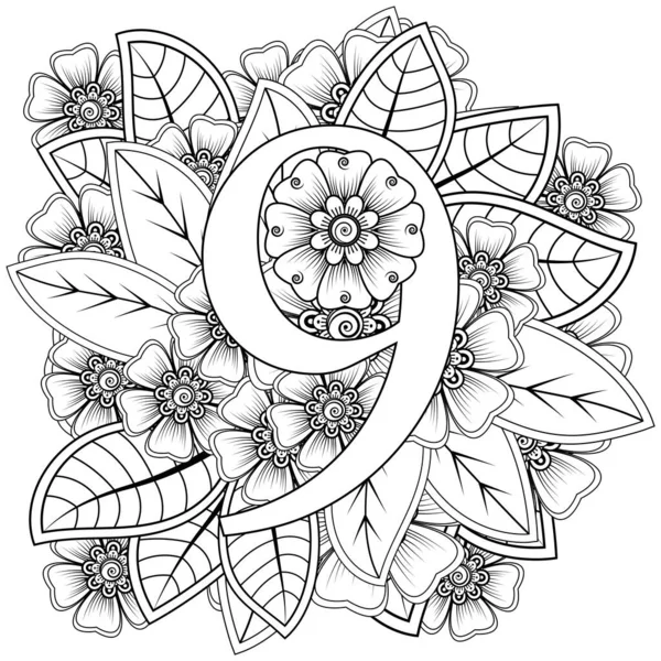 Mehndi Flower Henna Mehndi Tattoo Decoration Decorative Ornament Ethnic Oriental — Stock Vector