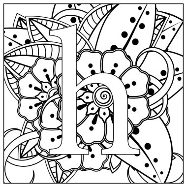 Mehndi 'nin kına, mehndi, dövme, dekorasyon çiçeği. Etnik doğu tarzında dekoratif bir süs. Karalama süsü. El çizimi çizimi çizimi. boyama kitabı sayfası.