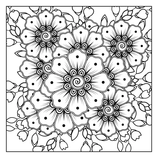 Mehndi Flor Para Henna Mehndi Tatuagem Decoração Ornamento Decorativo Estilo — Vetor de Stock