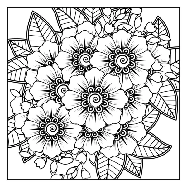 Kwiat Mehndi Dla Henny Mehndi Tatuaż Dekoracja Ozdoba Dekoracyjna Etnicznym — Wektor stockowy