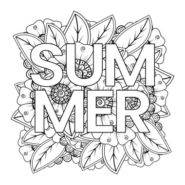 Mehndi 'nin kına, mehndi, dövme, dekorasyon çiçeği. Etnik doğu tarzında dekoratif bir süs. Karalama süsü. El çizimi çizimi çizimi. boyama kitabı sayfası.