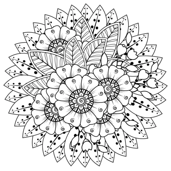 Mehndi Bloem Voor Henna Mehndi Tatoeage Decoratie Decoratieve Ornament Etnische — Stockvector