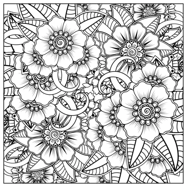 Mehndi 'nin kına, mehndi, dövme, dekorasyon çiçeği. Etnik doğu tarzında dekoratif bir süs. Karalama süsü. El çizimi çizimi çizimi. boyama kitabı sayfası.