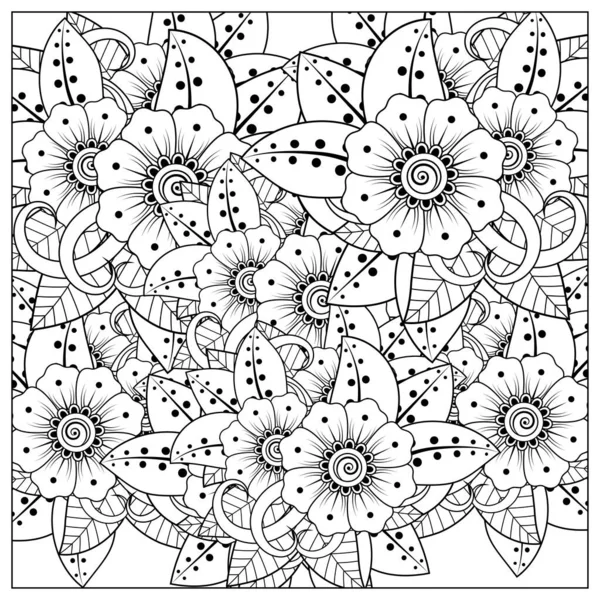 Mehndi Nin Kına Mehndi Dövme Dekorasyon Çiçeği Etnik Doğu Tarzında — Stok Vektör