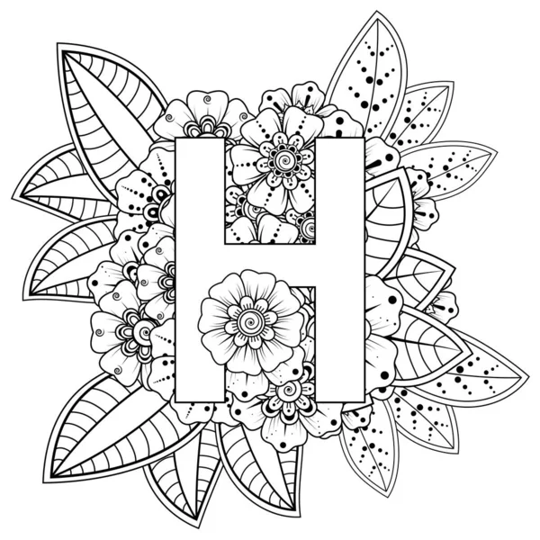 Mehndi Bloem Voor Henna Mehndi Tatoeage Decoratie Decoratieve Ornament Etnische — Stockvector