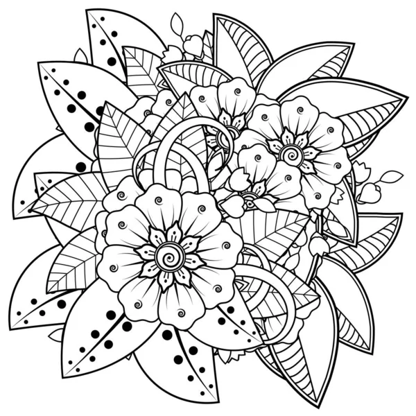 Mehndi Flower Henna Mehndi Tattoo Decoration 장식용 장식은 중심의 양식이다 — 스톡 벡터