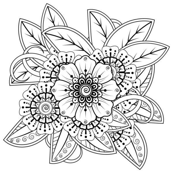 Mehndi Flower Henna Mehndi Tattoo Decoration 장식용 장식은 중심의 양식이다 — 스톡 벡터