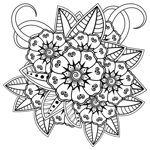 Mehndi Bloem Voor Henna Mehndi Tatoeage Decoratie Decoratieve Ornament Etnische — Stockvector