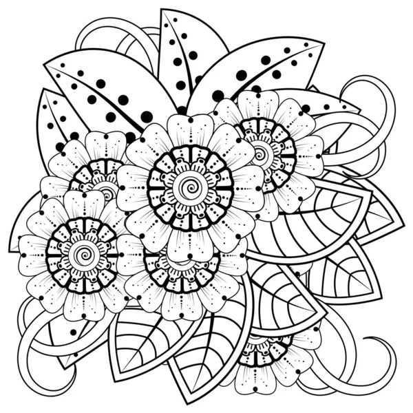 Mehndi Virág Henna Mehndi Tetoválás Dekoráció Dekoratív Dísz Etnikai Keleti — Stock Vector