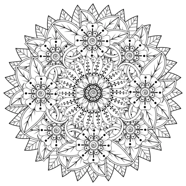 Mehndi 'nin kına, mehndi, dövme, dekorasyon çiçeği. Etnik doğu tarzında dekoratif bir süs. Karalama süsü. El çizimi çizimi çizimi. boyama kitabı sayfası.