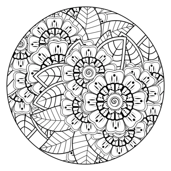 Mehndi Nin Kına Mehndi Dövme Dekorasyon Çiçeği Etnik Doğu Tarzında — Stok Vektör