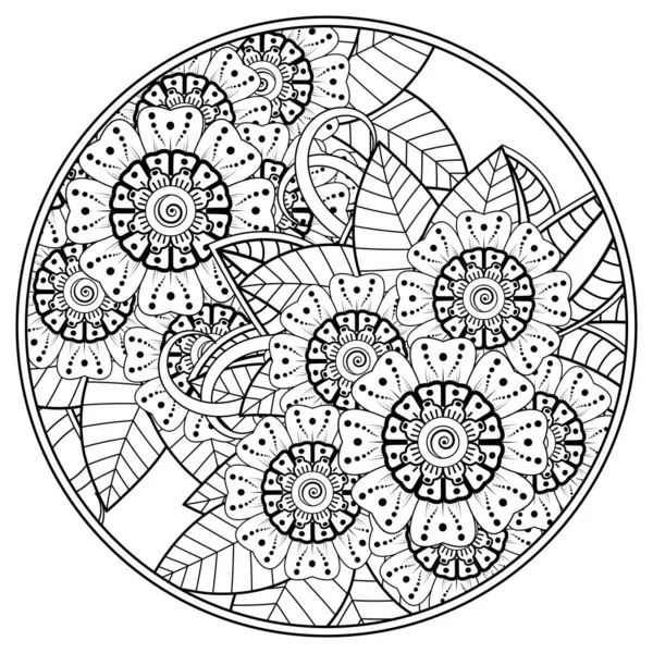 Kwiat Mehndi Dla Henny Mehndi Tatuaż Dekoracja Ozdoba Dekoracyjna Etnicznym — Wektor stockowy