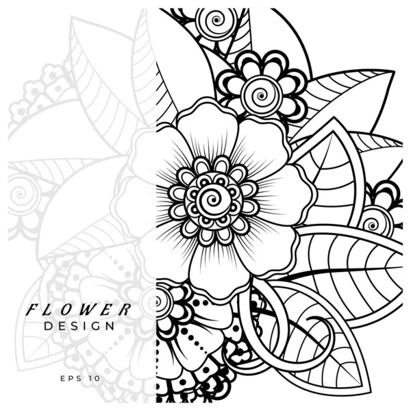 Mehndi Nin Kına Mehndi Dövme Dekorasyon Çiçeği Etnik Doğu Tarzında — Stok Vektör