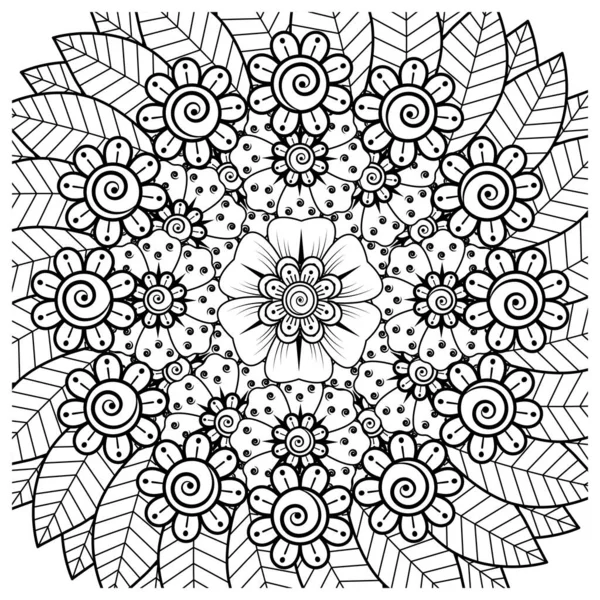 Цветок Мехнди Хны Менди Татуировки Украшения Декоративное Украшение Этническом Восточном — стоковый вектор