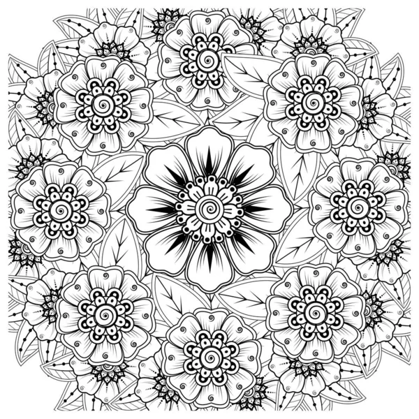 Mehndi Fleur Pour Henné Mehndi Tatouage Décoration Ornement Décoratif Style — Image vectorielle