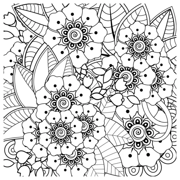 Mehndi Virág Henna Mehndi Tetoválás Dekoráció Dekoratív Dísz Etnikai Keleti — Stock Vector