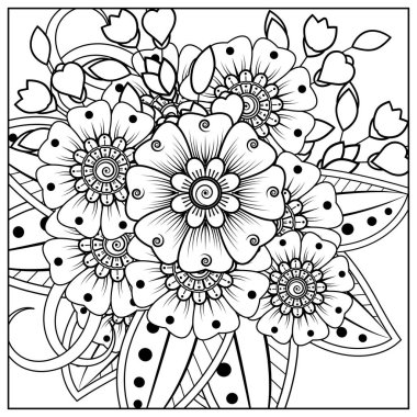 Mehndi çiçek dekoratif süsü etnik doğu tarzında. Karalama süsü. özet el çizimi.