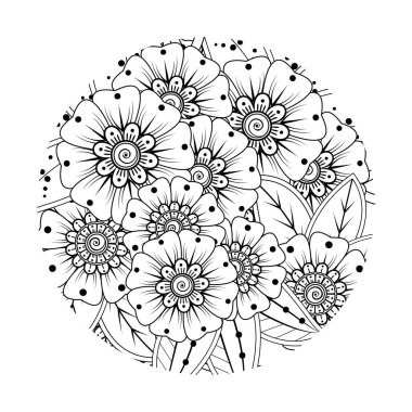 Mehndi çiçek dekoratif süsü etnik doğu tarzında. Karalama süsü. özet el çizimi.