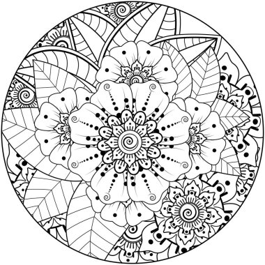 Mehndi çiçek dekoratif süsü etnik doğu tarzında. Karalama süsü. özet el çizimi.