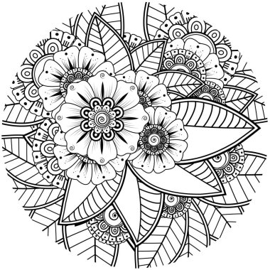 Mehndi çiçek dekoratif süsü etnik doğu tarzında. Karalama süsü. özet el çizimi.