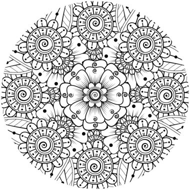 Mehndi çiçek dekoratif süsü etnik doğu tarzında. Karalama süsü. özet el çizimi.