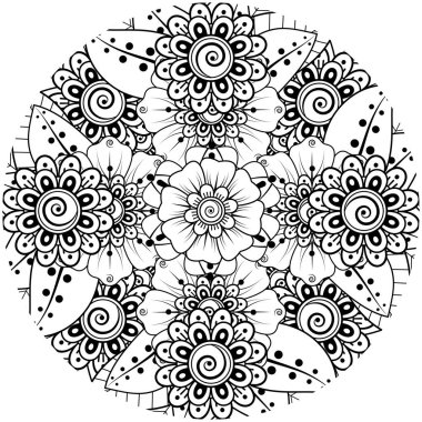 Mehndi çiçek dekoratif süsü etnik doğu tarzında. Karalama süsü. özet el çizimi.