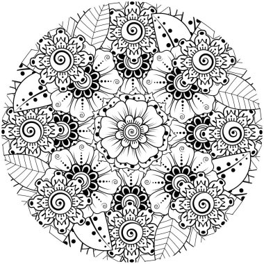 Mehndi çiçek dekoratif süsü etnik doğu tarzında. Karalama süsü. özet el çizimi.