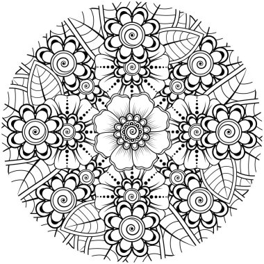 Mehndi çiçek dekoratif süsü etnik doğu tarzında. Karalama süsü. özet el çizimi.