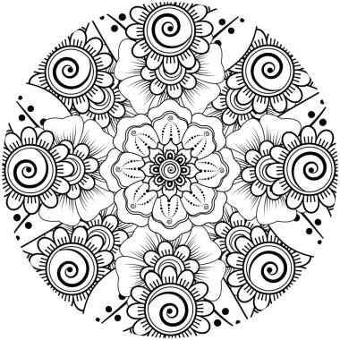 Mehndi çiçek dekoratif süsü etnik doğu tarzında. Karalama süsü. özet el çizimi.