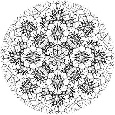 Mehndi çiçek dekoratif süsü etnik doğu tarzında. Karalama süsü. özet el çizimi.