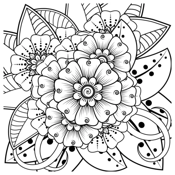 Mehndi Λουλούδι Διακοσμητικά Στολίδι Εθνοτικό Ανατολίτικο Στυλ Στολίδι Για Σκίτσα — Διανυσματικό Αρχείο
