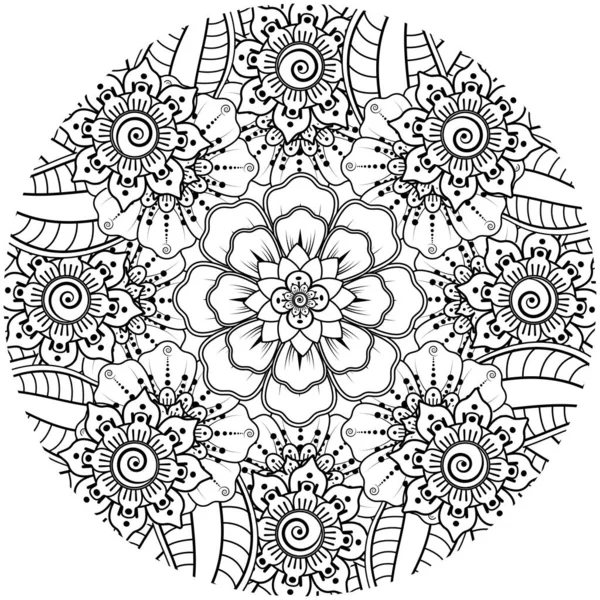 Mehndi Flor Ornamento Decorativo Estilo Oriental Étnico Ornamento Doodle Esboço — Vetor de Stock