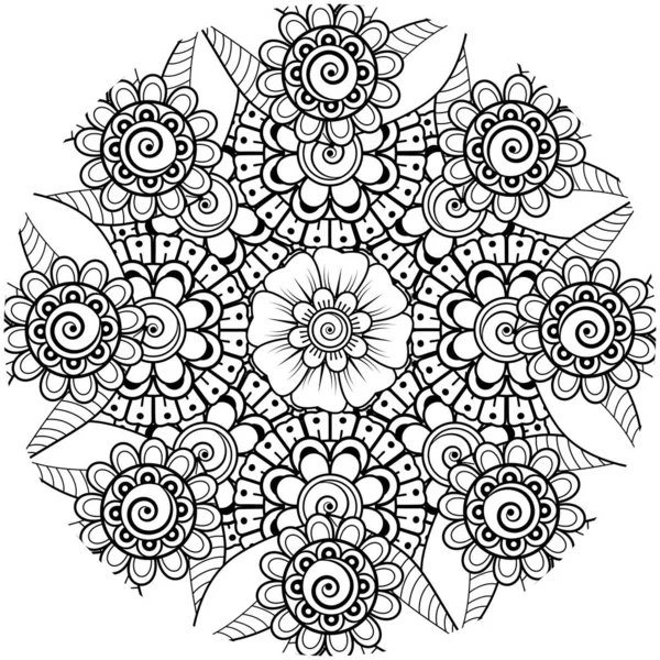 Mehndi Flower Decorative Ornament Ethnic Oriental Style Doodle Ornament Outline — ストックベクタ