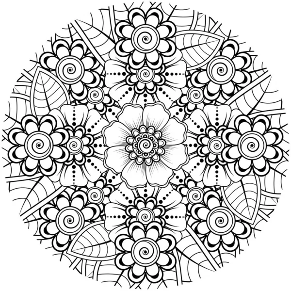 Fleur Mehndi Ornement Décoratif Dans Style Ethnique Oriental Ornement Doodle — Image vectorielle