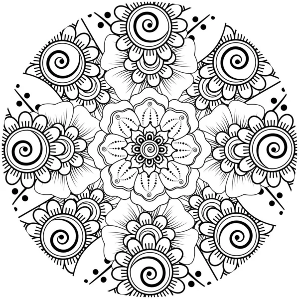 Mehndi Flor Ornamento Decorativo Estilo Oriental Étnico Ornamento Doodle Esboço —  Vetores de Stock