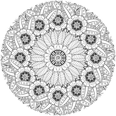 mehndi çiçek dekoratif süsü etnik doğu stili, karalama süsü, el çizimi.