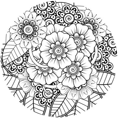 mehndi çiçek dekoratif süsü etnik doğu stili, karalama süsü, el çizimi.