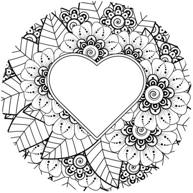 mehndi çiçek dekoratif süsü etnik doğu stili, karalama süsü, el çizimi.