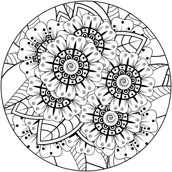 Mehndi Flor Ornamento Decorativo Estilo Oriental Étnico Ornamento Doodle Esboço — Vetor de Stock