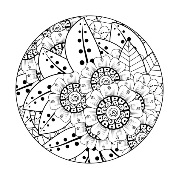 Mehndi Blomma Dekorativa Prydnad Etnisk Orientalisk Stil Doodle Prydnad Kontur — Stock vektor